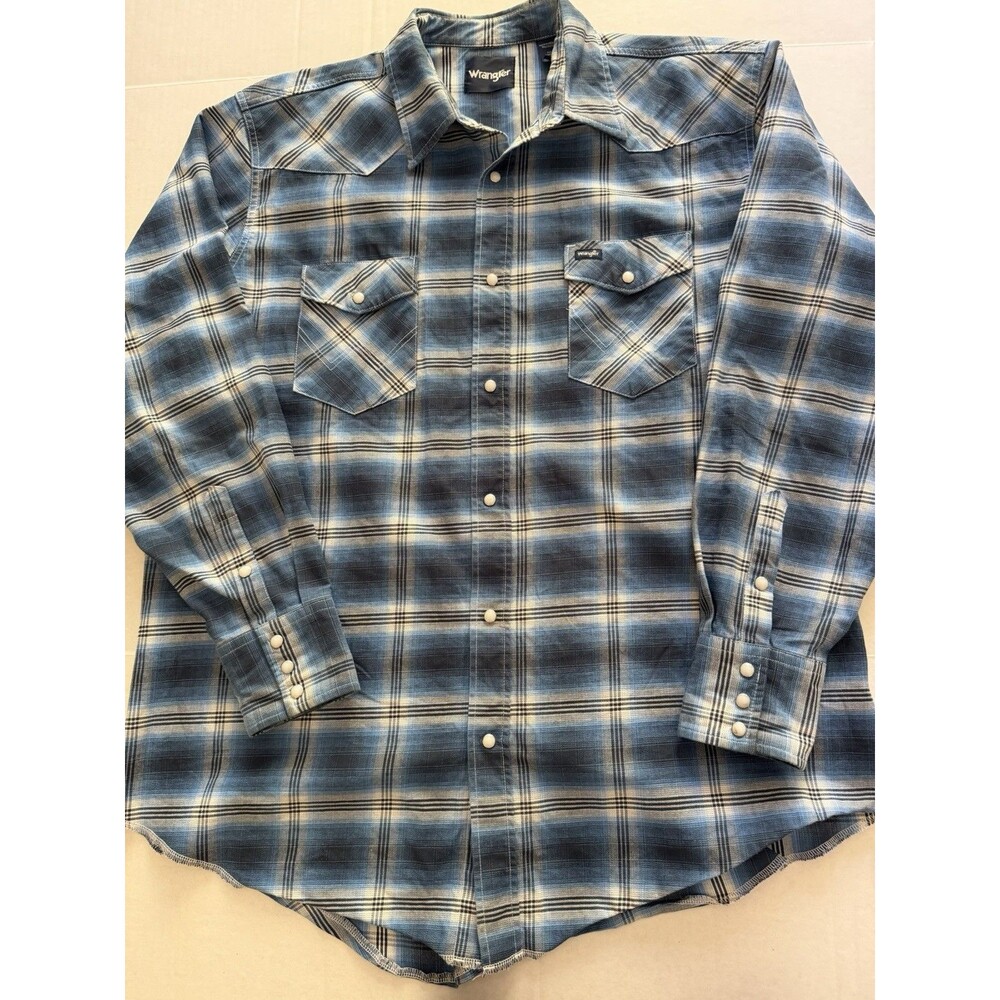Wrangler Men’s Brushpopper Pearl Snap Shirt Super Heavy Weight 2XL Tall Plaid